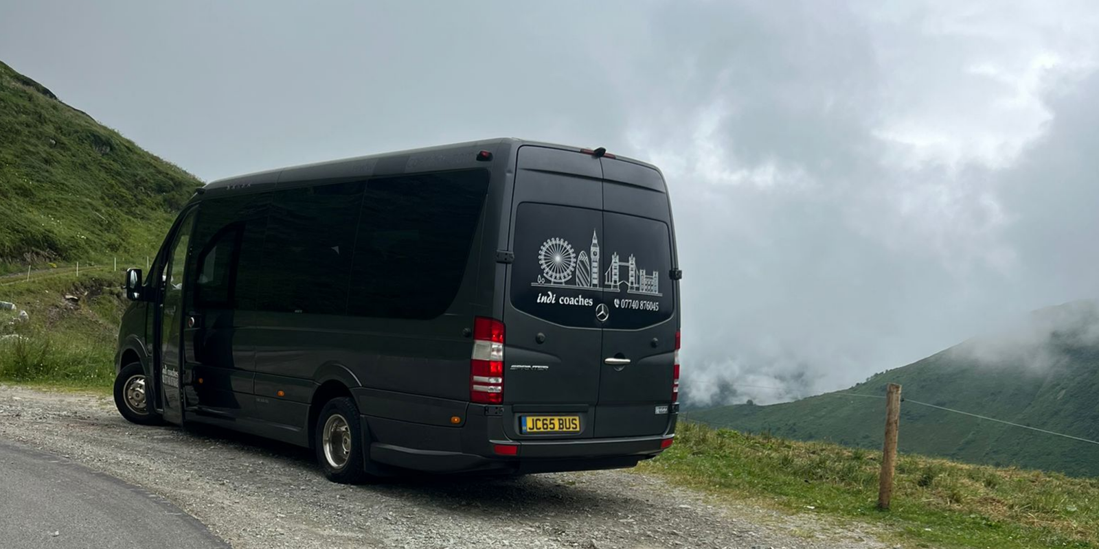 Indi Minibus Hire coach on the road